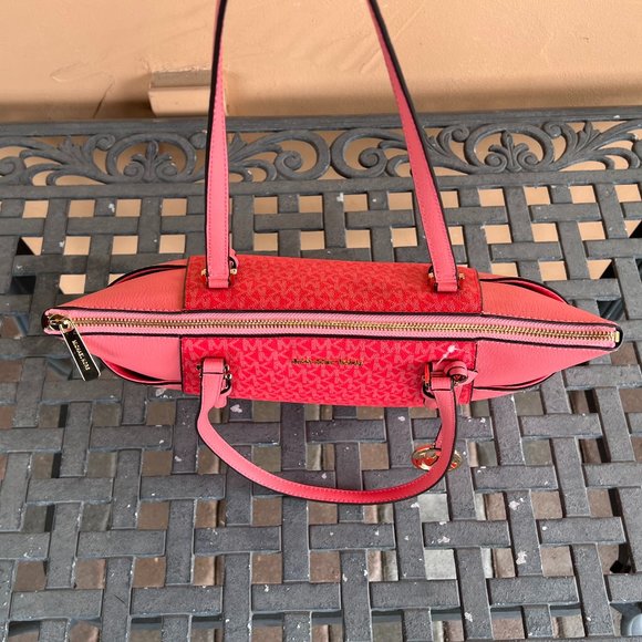 Michael Kors Charlotte Large Top Zip Shoulder Tote Bag MK Coral Reef Multi - Picture 5 of 10